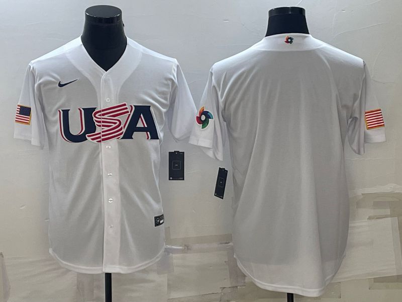 Men 2023 World Cub USA Blank White Nike MLB Jersey1->more jerseys->MLB Jersey